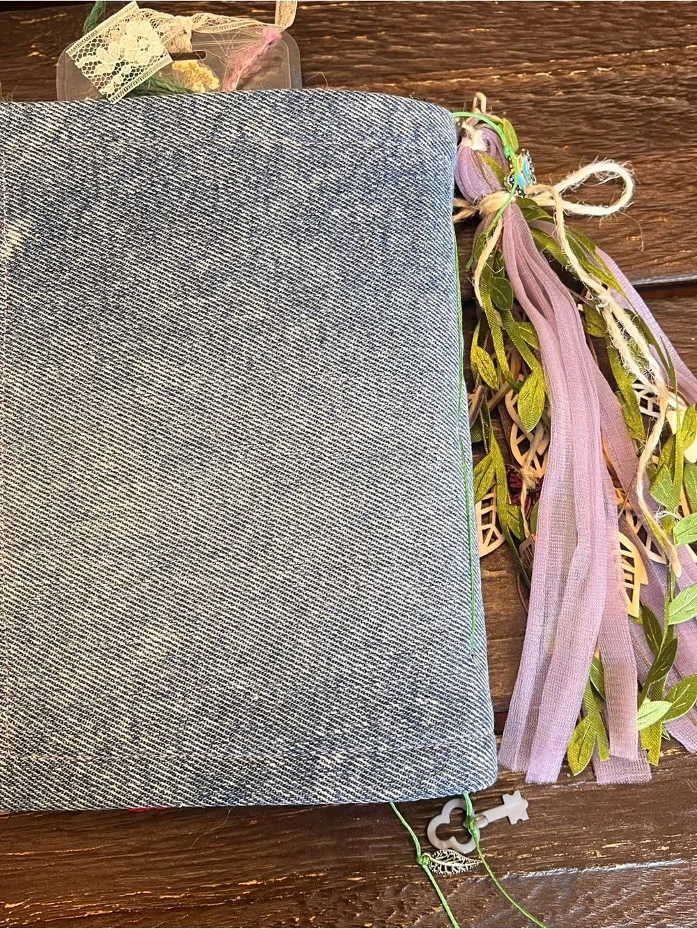 Nature Junk Journal Denim Butterfly Bird Floral Softcover 3 Sig Decorated - Picture 3 of 16